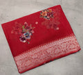 Orange digital print Banarasi pure tissue chiffon saree sliver zari saree