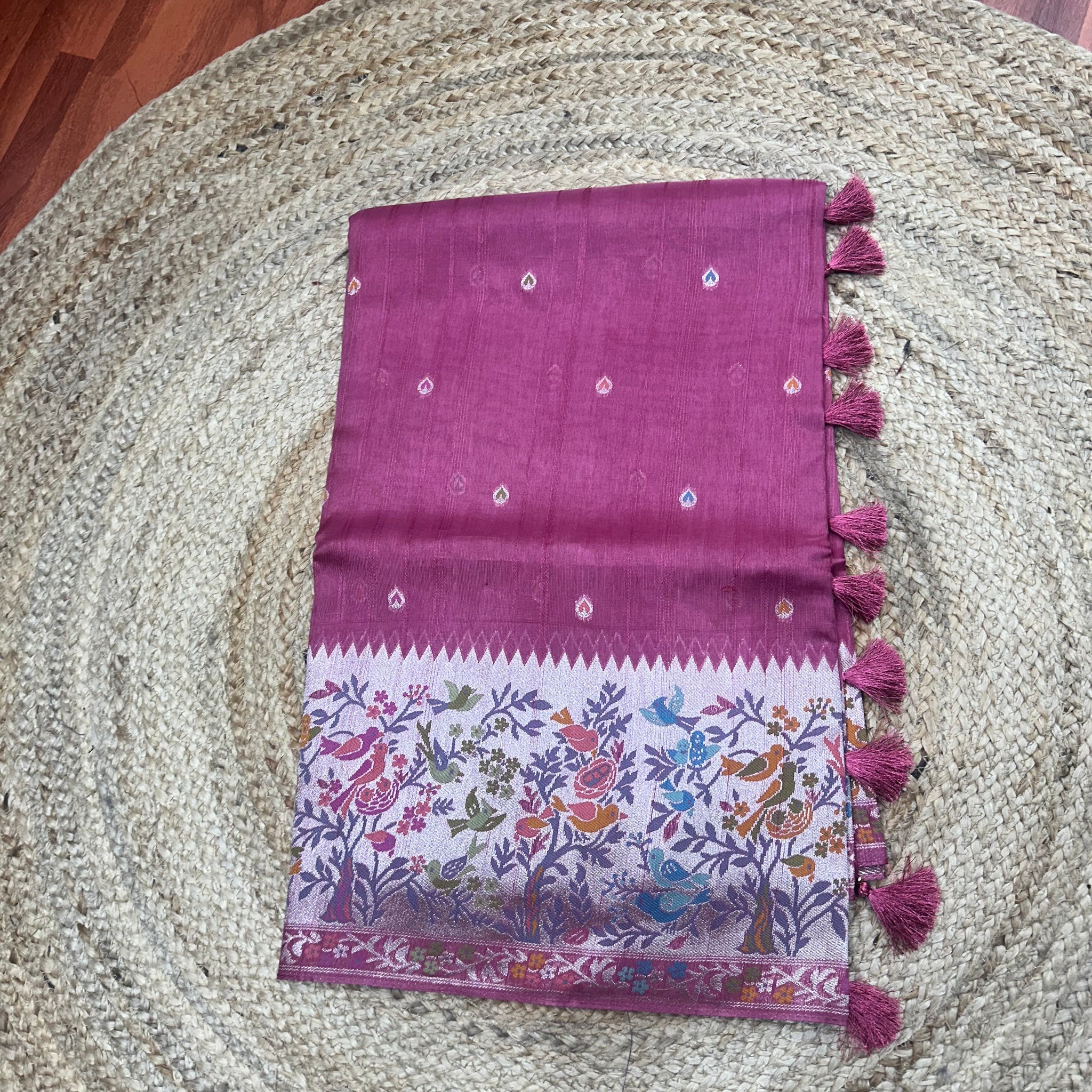 Onion pink tusser Paithani sarees