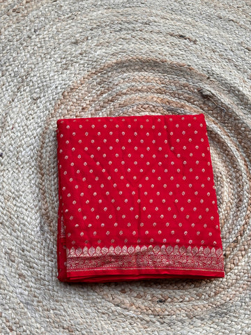 Red pure crepe Banaras sarees