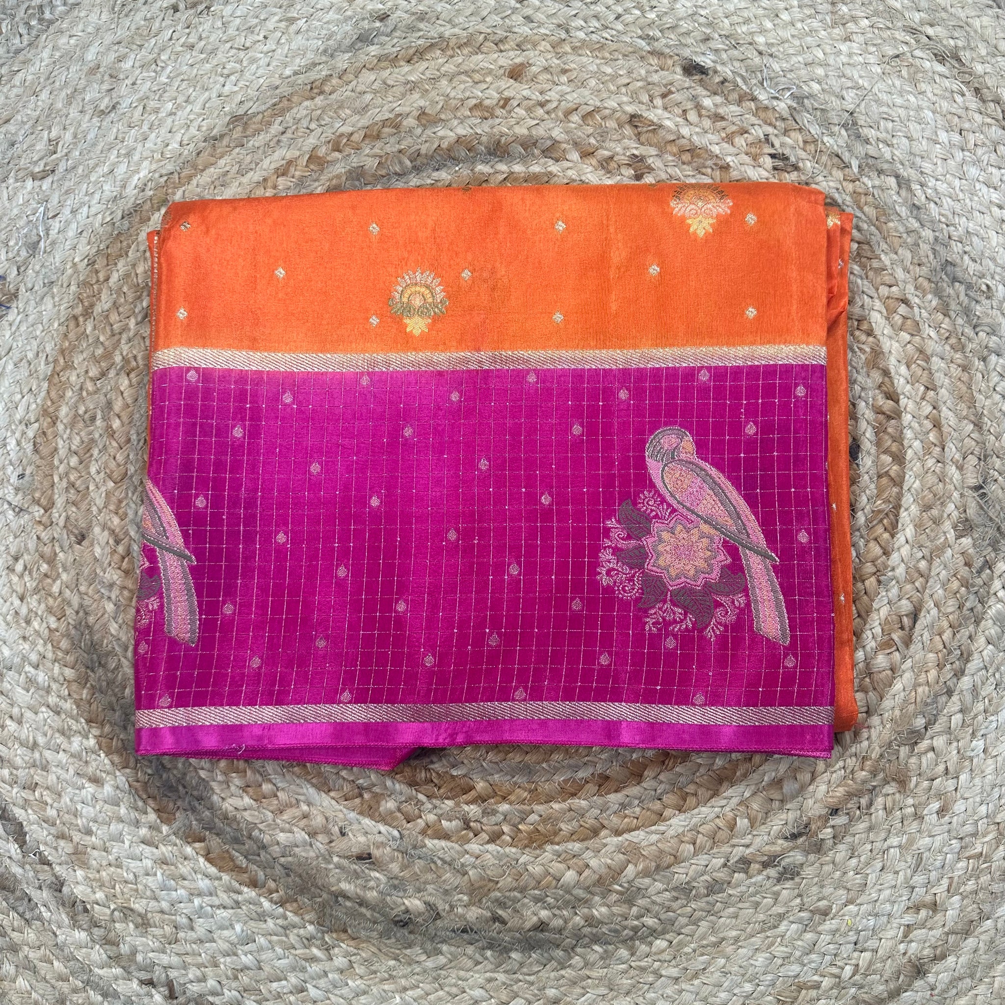 Orange and pink dola silk