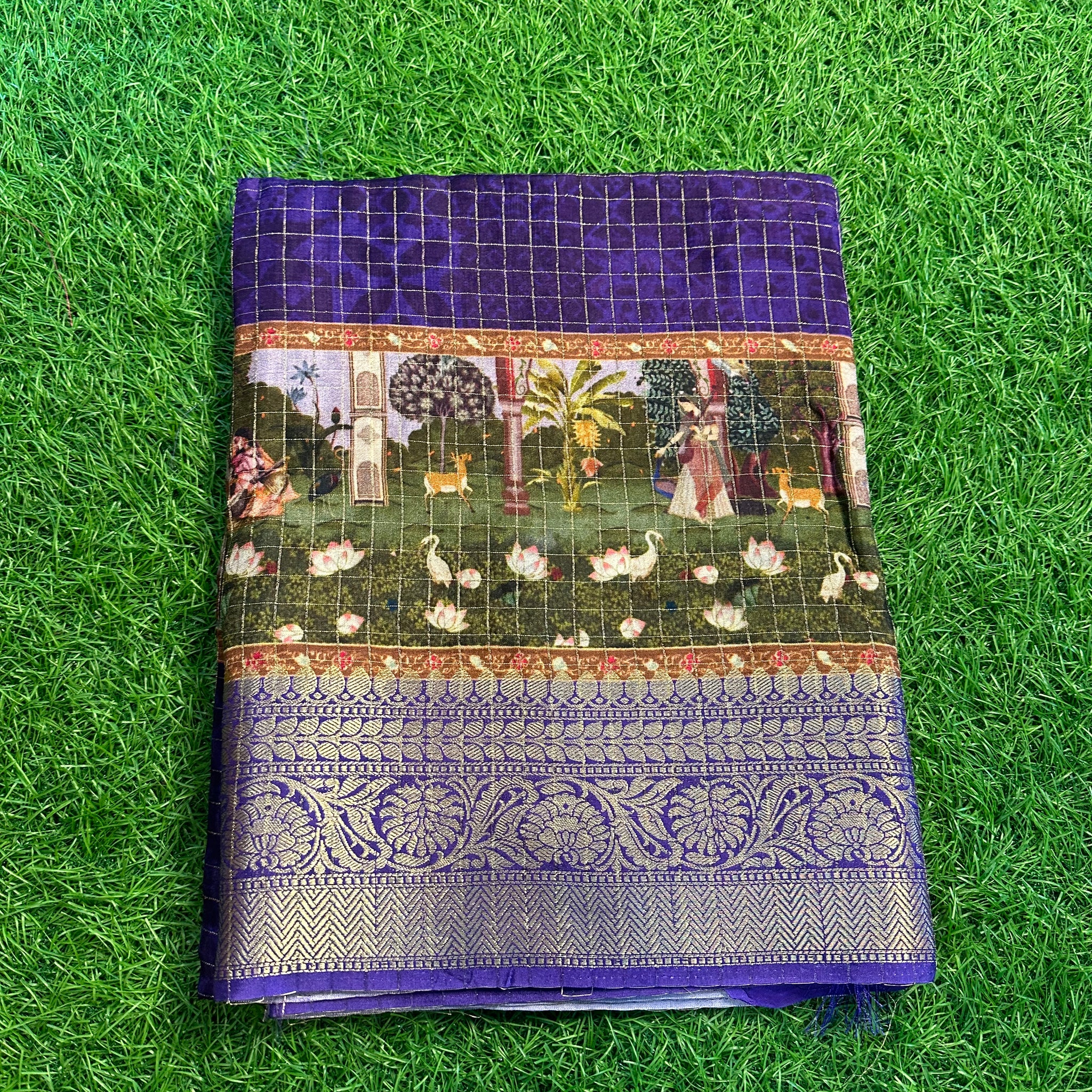 Purple dola crepe kalamkari