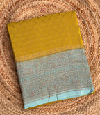 Mehendi green n sea green small butta benarasi crepe saree
