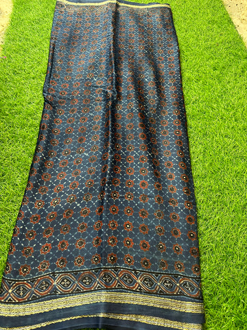 Black Ajrak pure modal silk. With lagadi patta pallu.