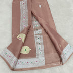 Pastel pink Banarasi pure tissue chiffon saree sliver zari saree