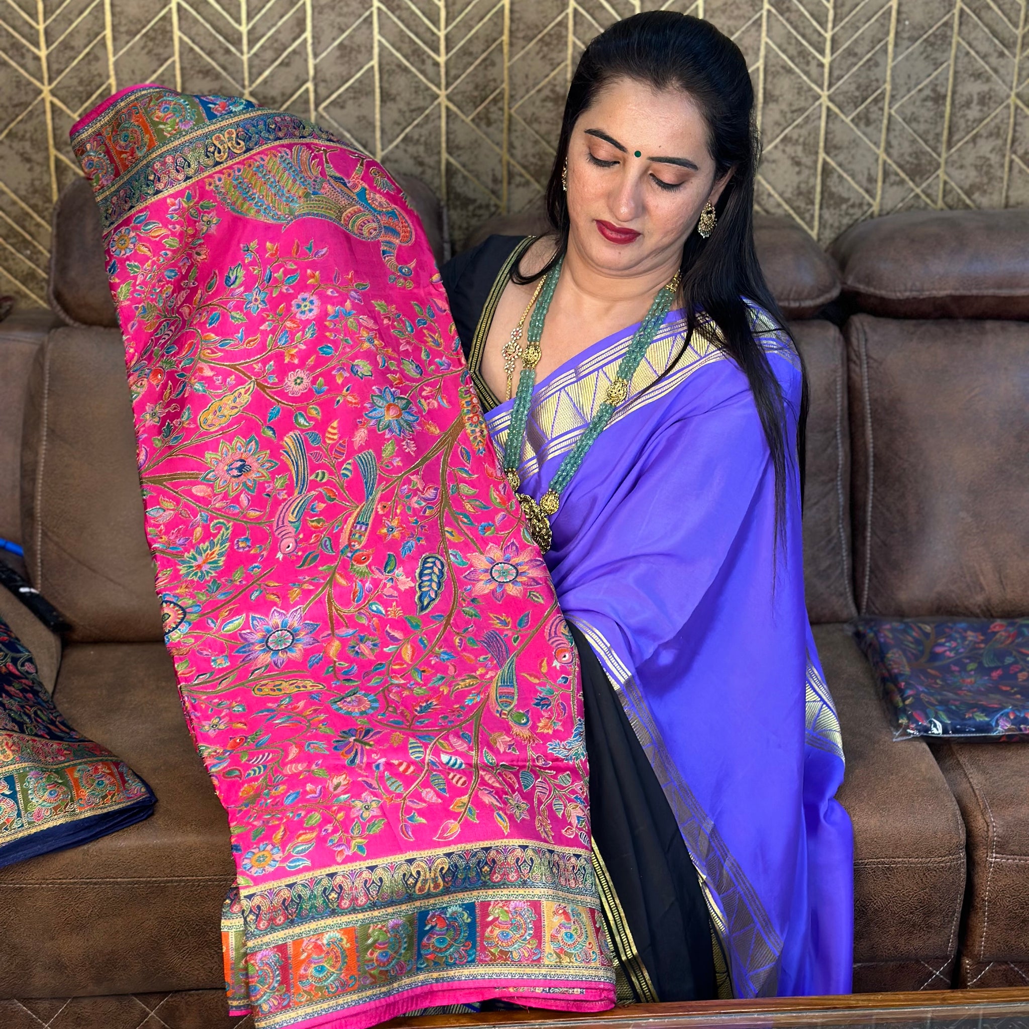 Rani pink pure moonga crepe.