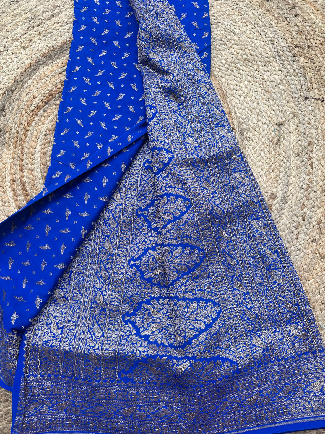 Royal blue pure crepe Banaras silk sarees
