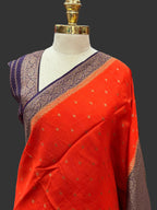 Orange contrast small butta Tussar saree (STS107)