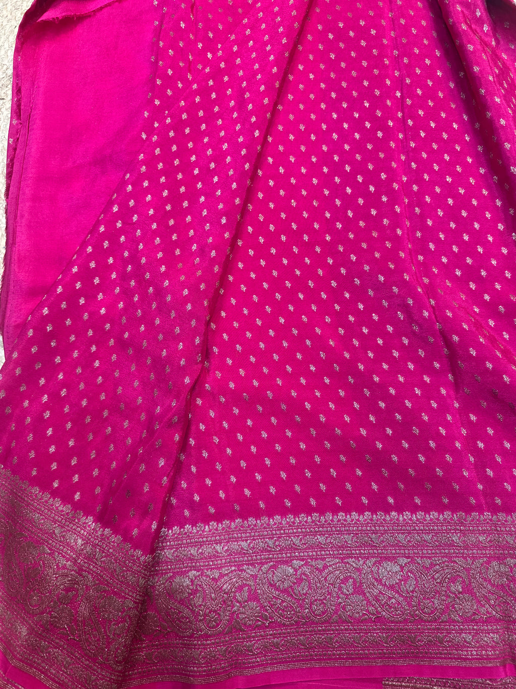Rani pink crepe chiffon sarees