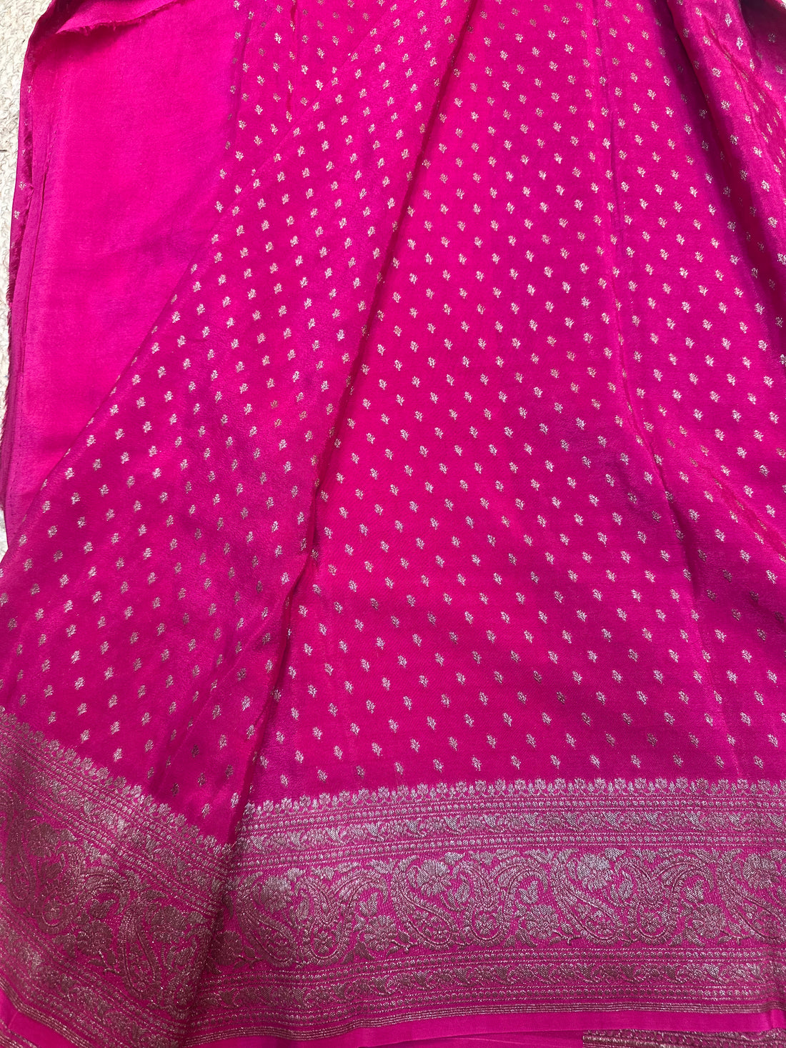 Rani pink crepe chiffon sarees