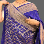 Purple mango border pure benarasi crepe silk saree