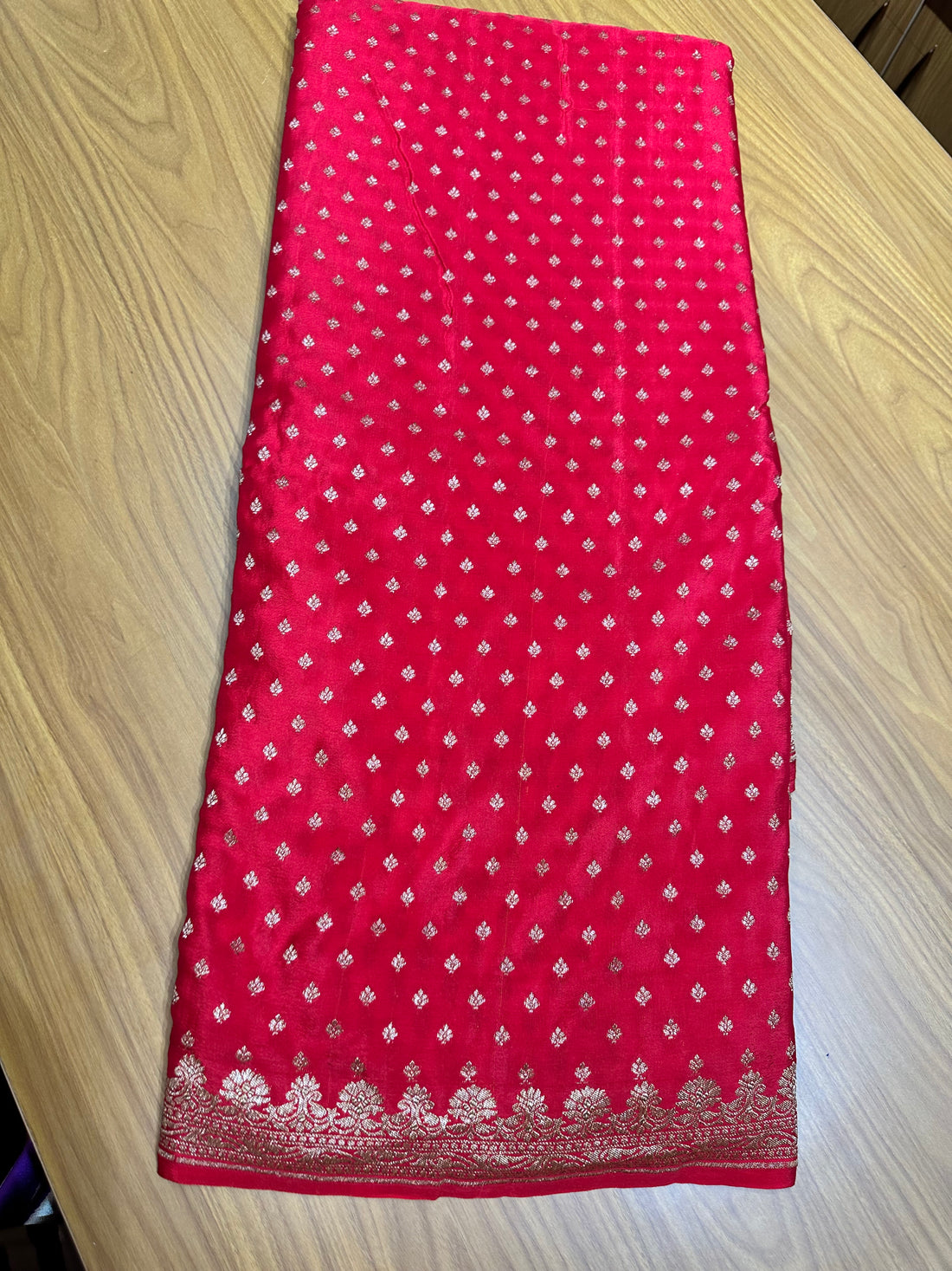 Blood red pure crepe Banaras silk sarees