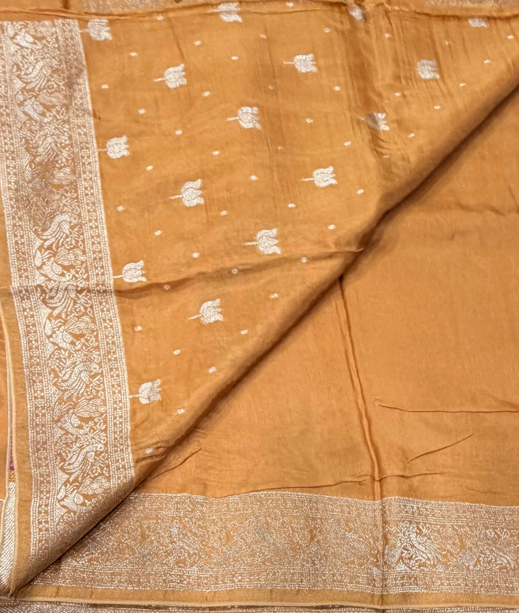 Yellow Kanchi border plain modal silk saree
