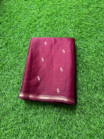 Maroon semi silk.