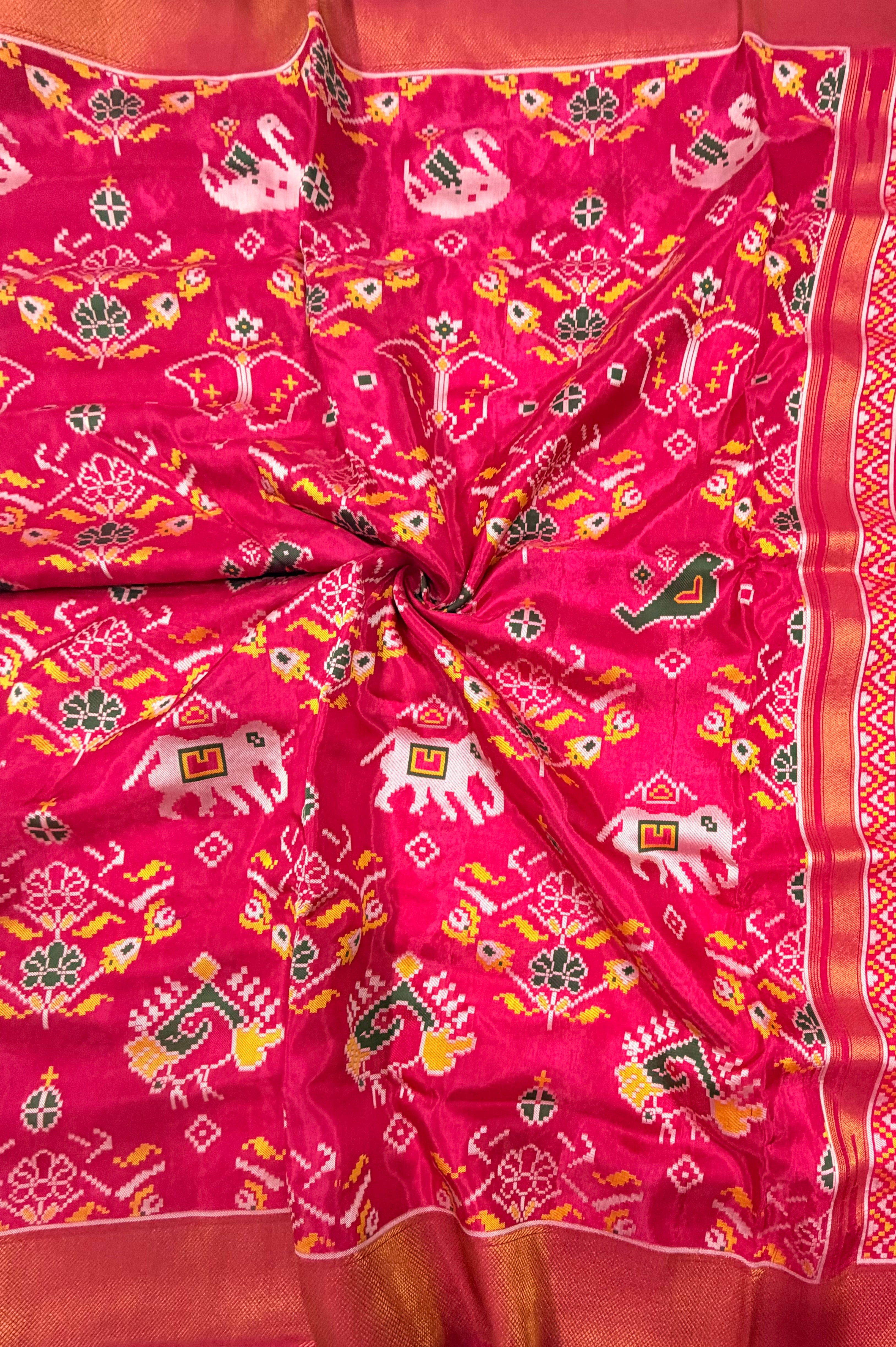 Pink small border tusser Paithani saree