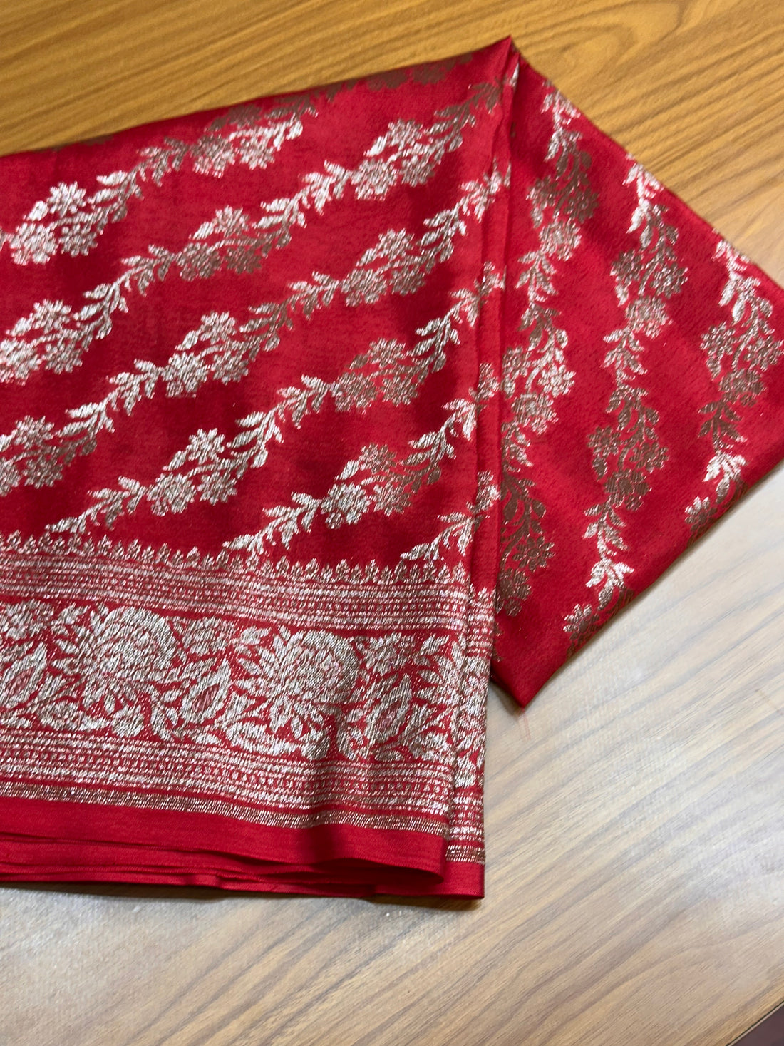 Red jaal Banarasi blouse materials 1 mtr