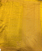 Neon yellow stripes pure benarasi crepe silk saree