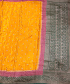 Yellow 3D pure benarasi crepe silk saree