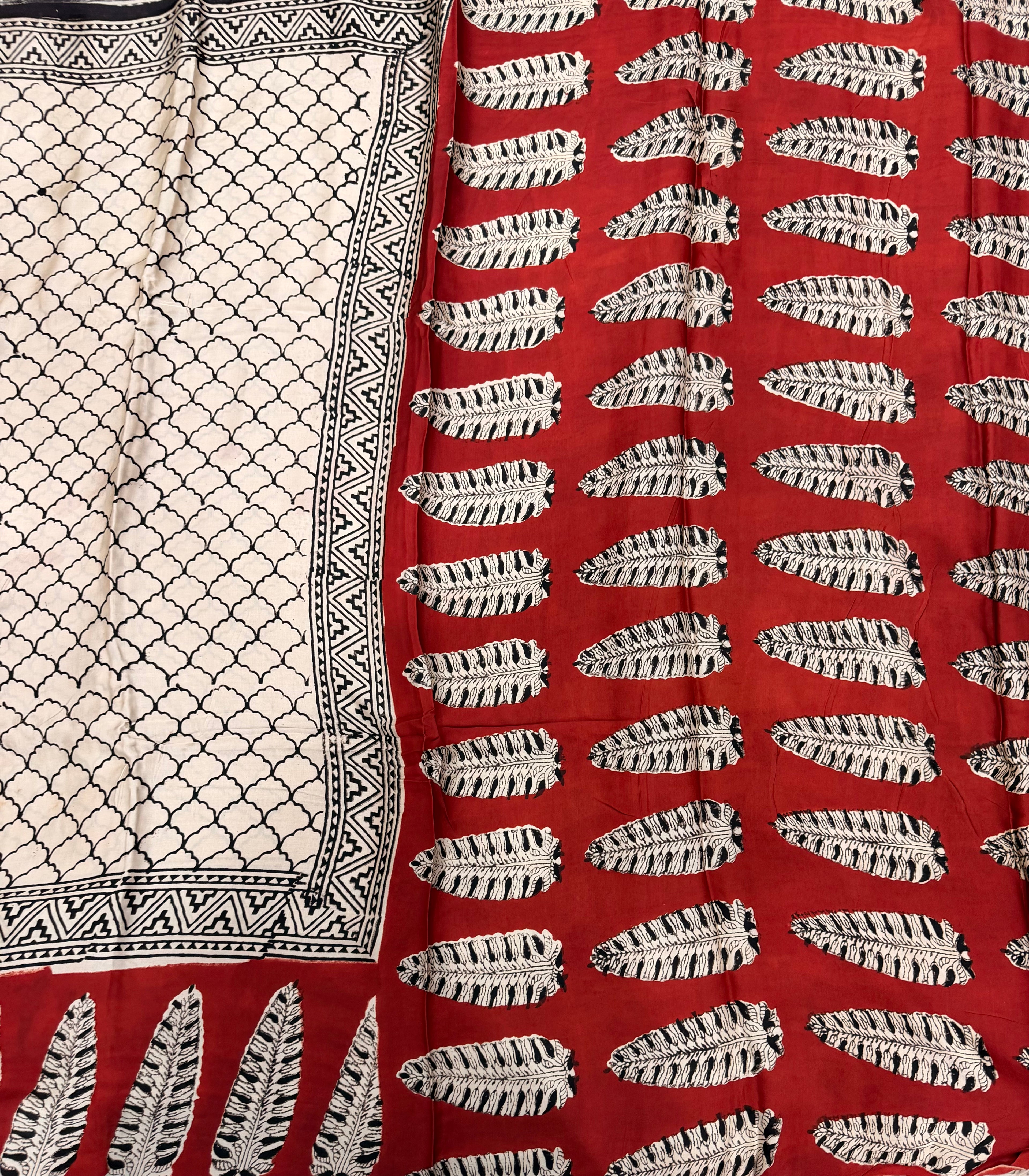Cream  pure Ajrak dola sarees