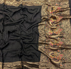 Black Kanchi border plain modal silk saree