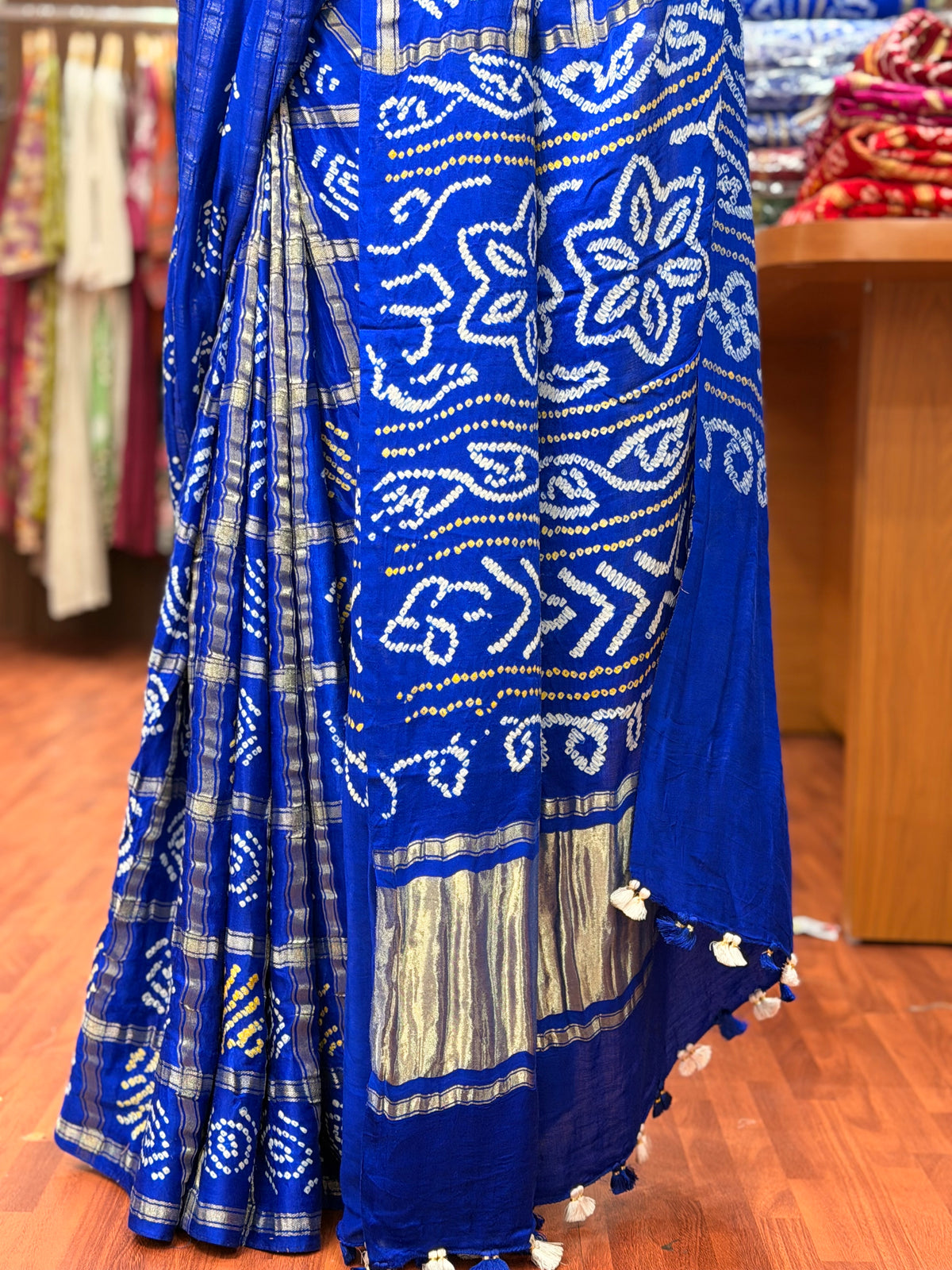 Royal blue pure gajji silk sarees