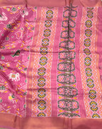 Light pink small border tusser Paithani saree