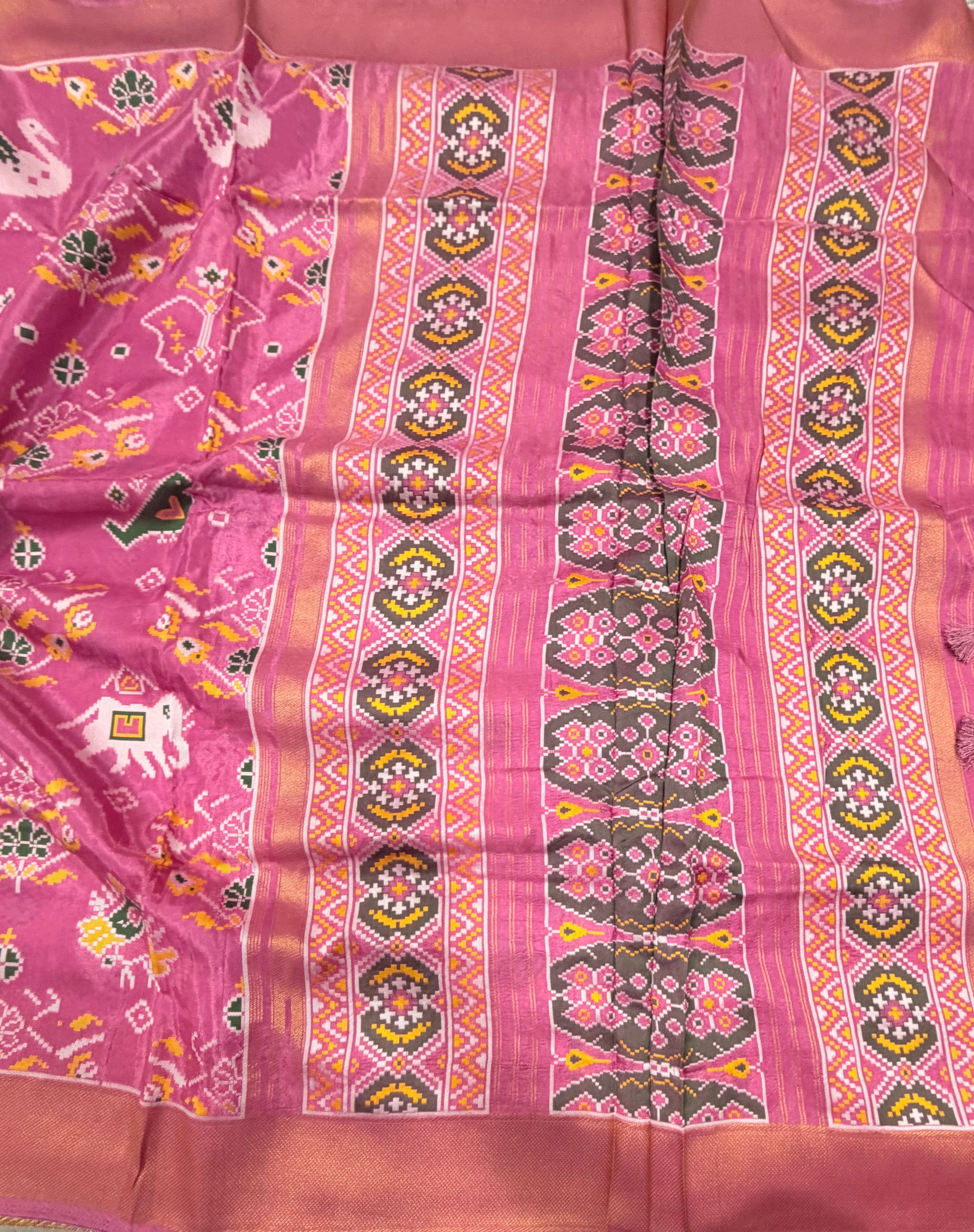 Light pink small border tusser Paithani saree