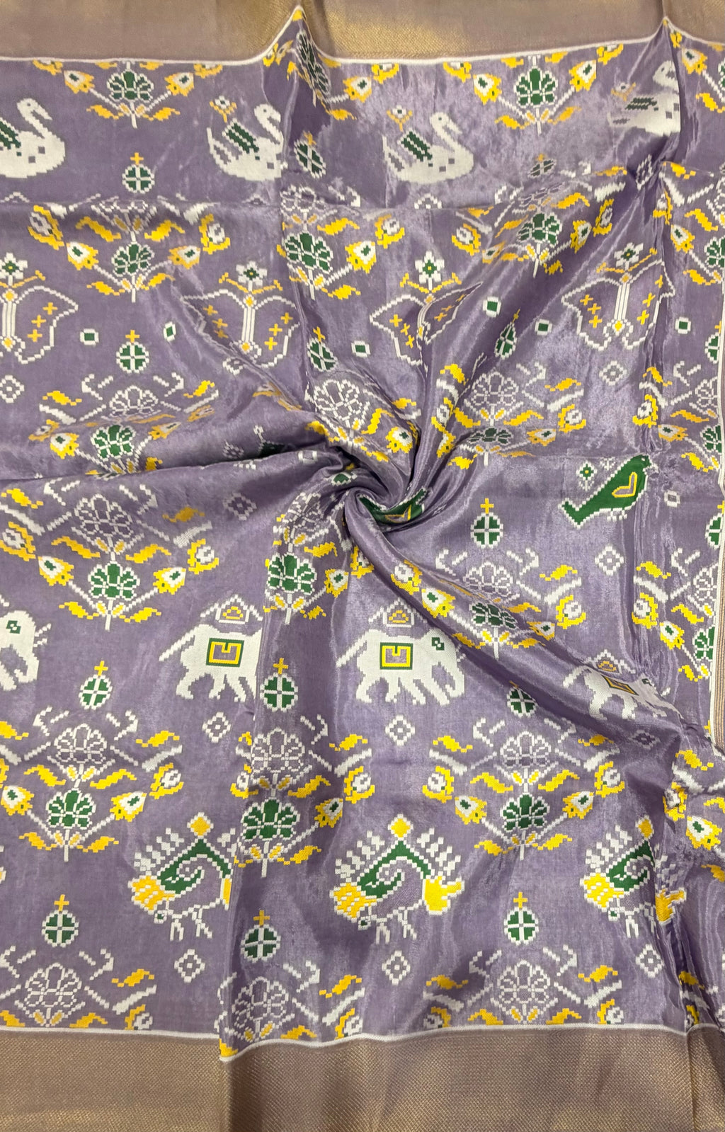 Light violet small border tusser Paithani saree