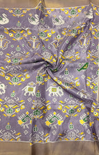 Light violet small border tusser Paithani saree