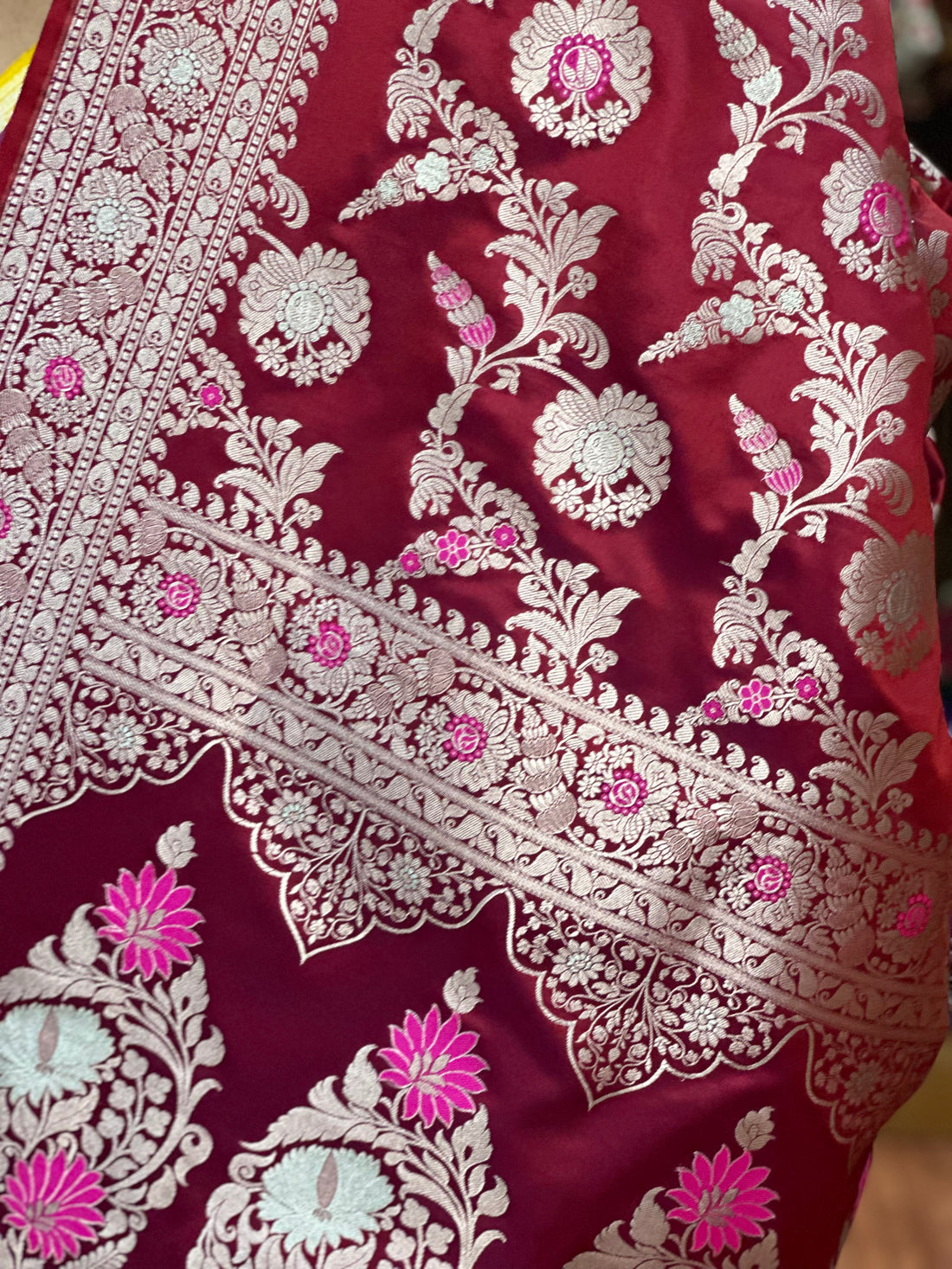 Maroon mushroo Kathan Saree