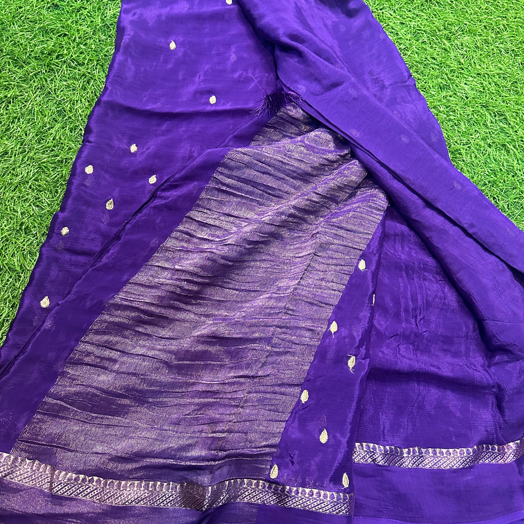 Purple Pure viscose georgette, with satin border.