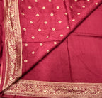 Maroon Kanchi border plain modal silk saree