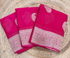 Rani pink mango Butta georgette small border saree