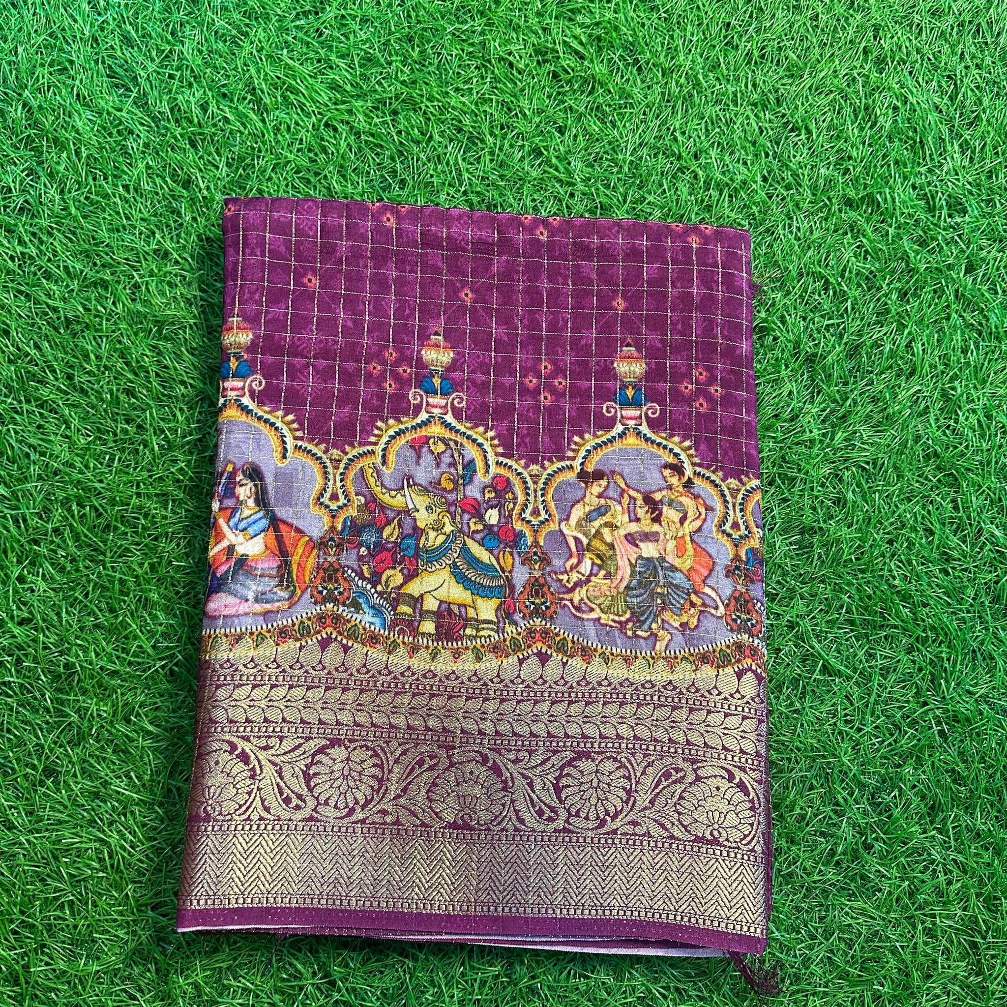 Wine mejentha dola crepe kalamkari