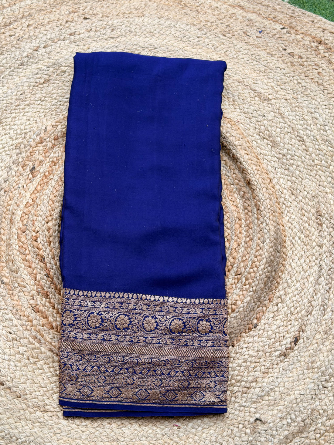 Plain Crepe Banarasi Pure Dark Blue