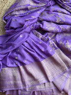 Lavender crushed georgette sarees jaal pattern