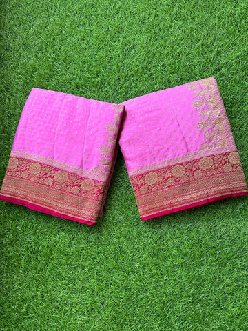 Baby pink and rani pink,pure crepe Banaras sarees.