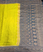 Parrot green n rama green pure benarasi crepe silk saree
