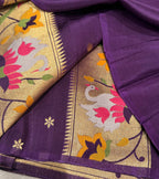 Purple pure paithani swan & peacock border saree