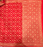 Red pichwai butta pure benarasi crepe silk saree