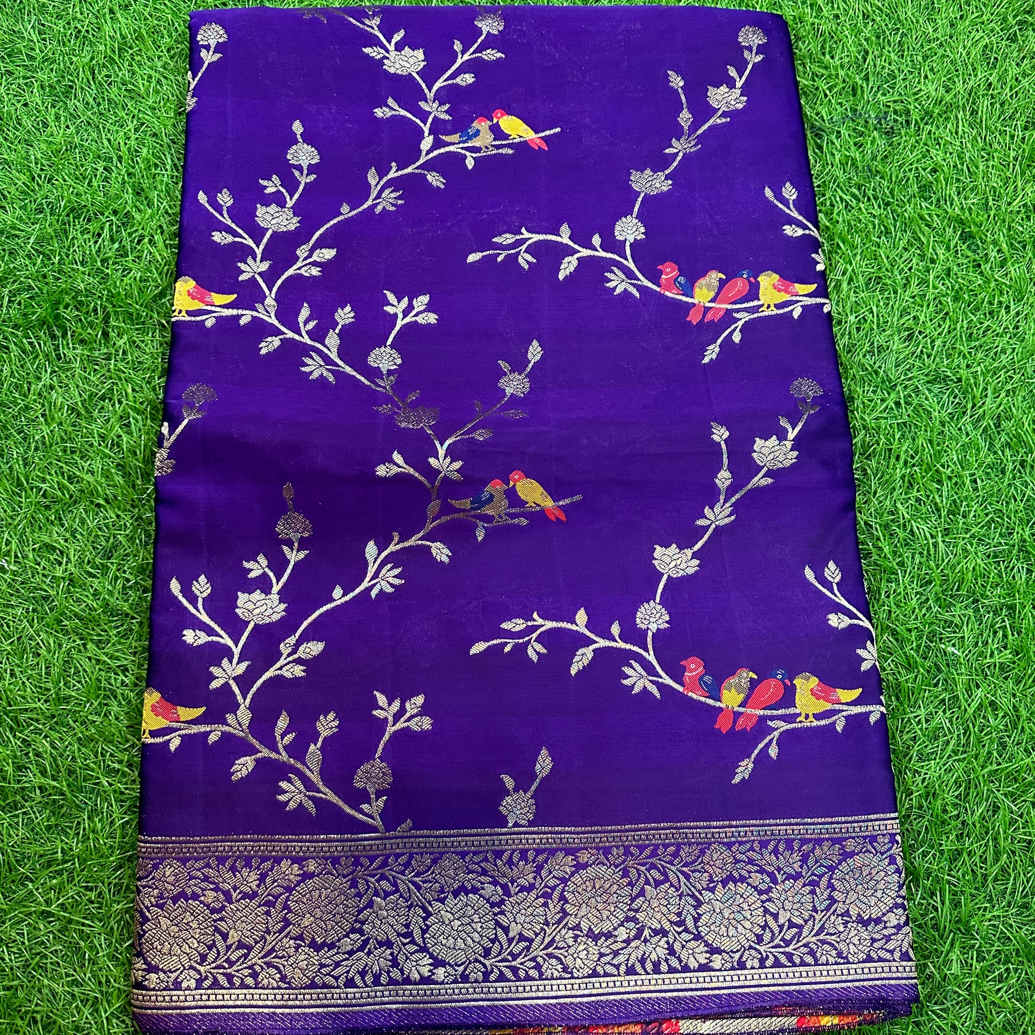 Pure satin silk jaal pattern.