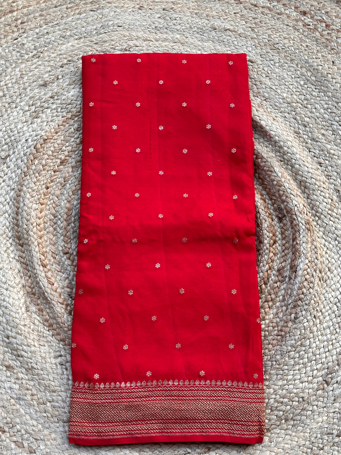 Hot red pure crepe Banaras silk sarees