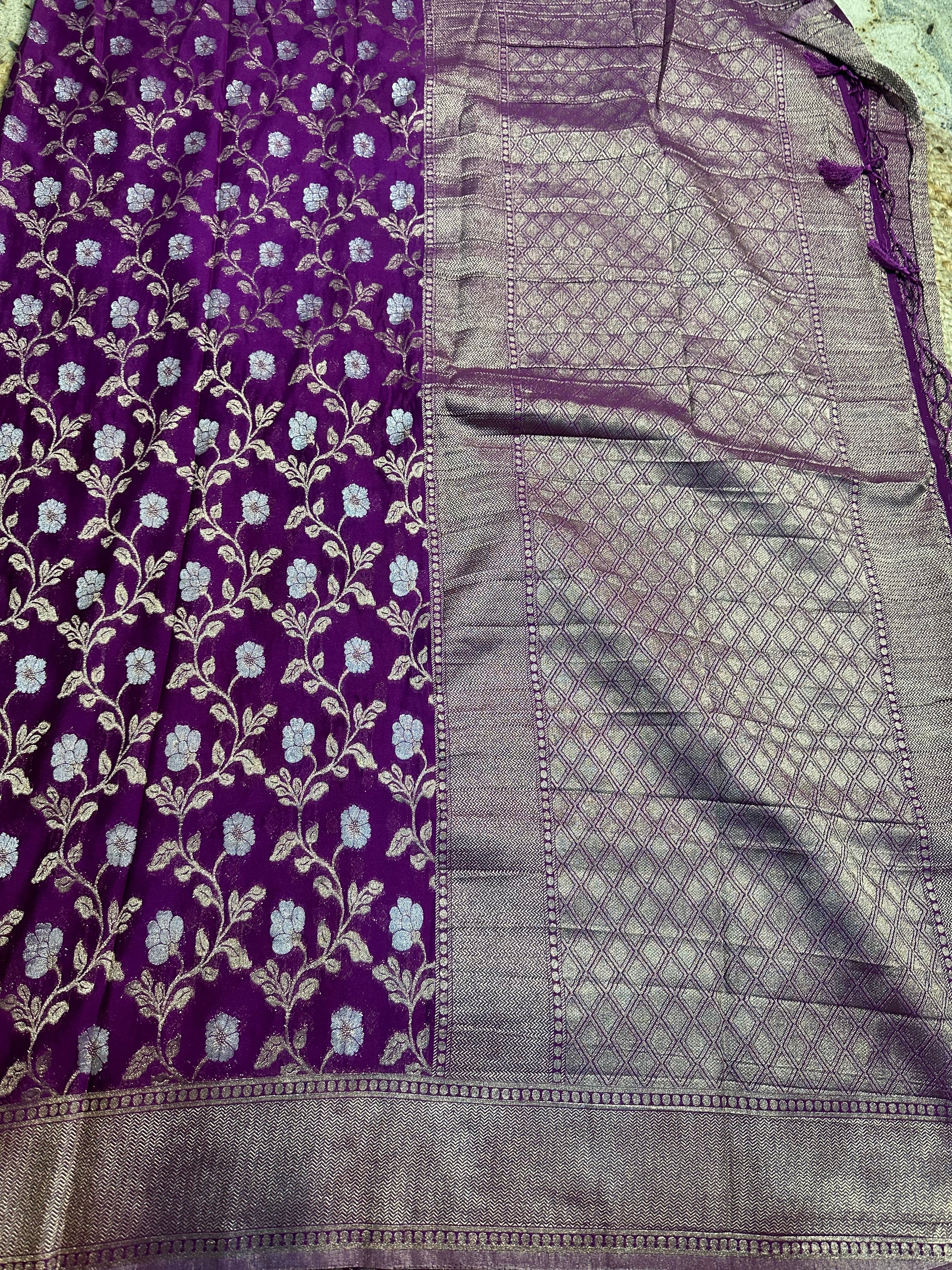 Mejentha pink designer georgette in jaal pattern.