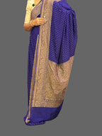 Purple mango border pure benarasi crepe silk saree