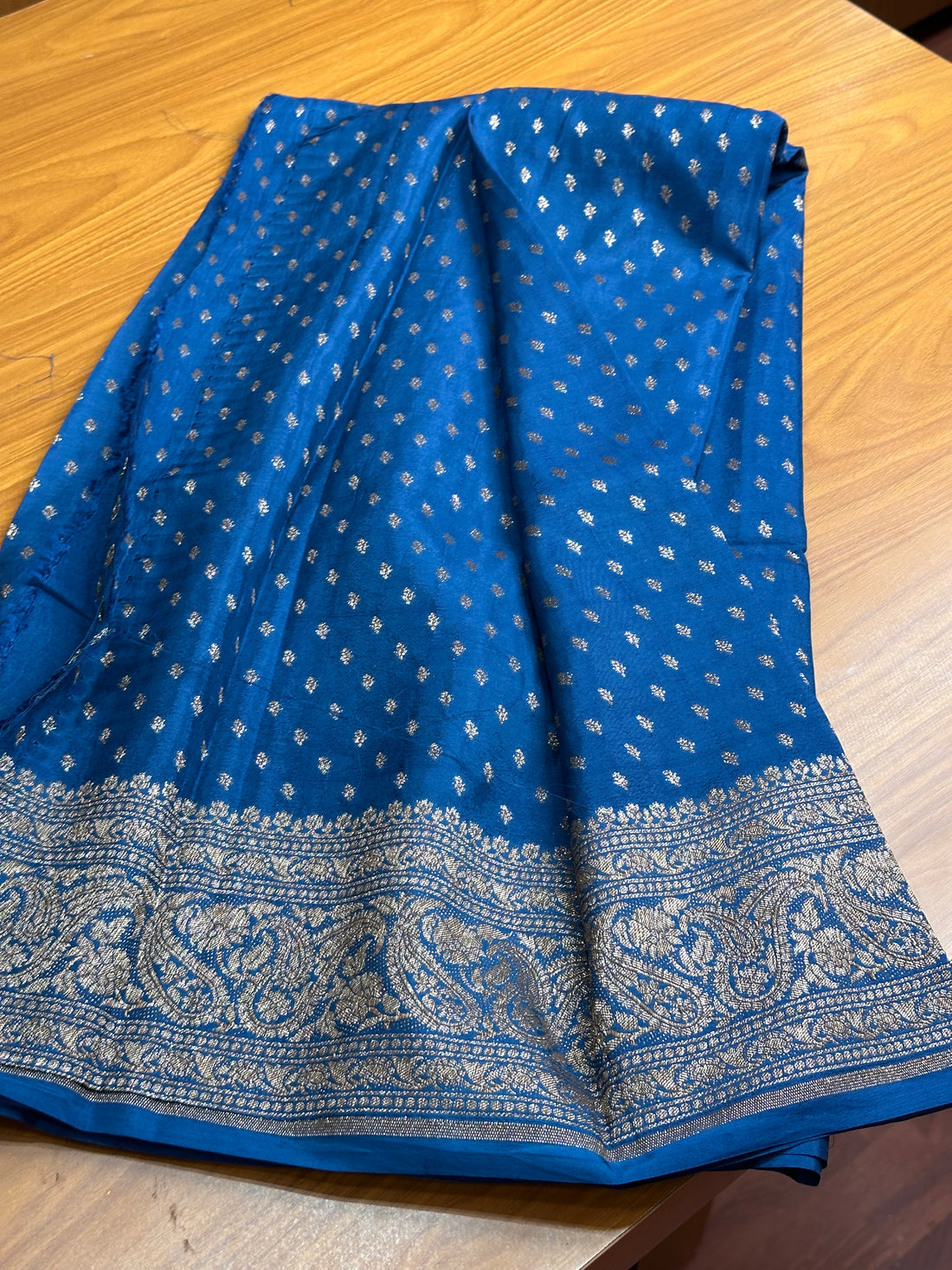 Peacock blue Banarasi blouse materials 1 mtr