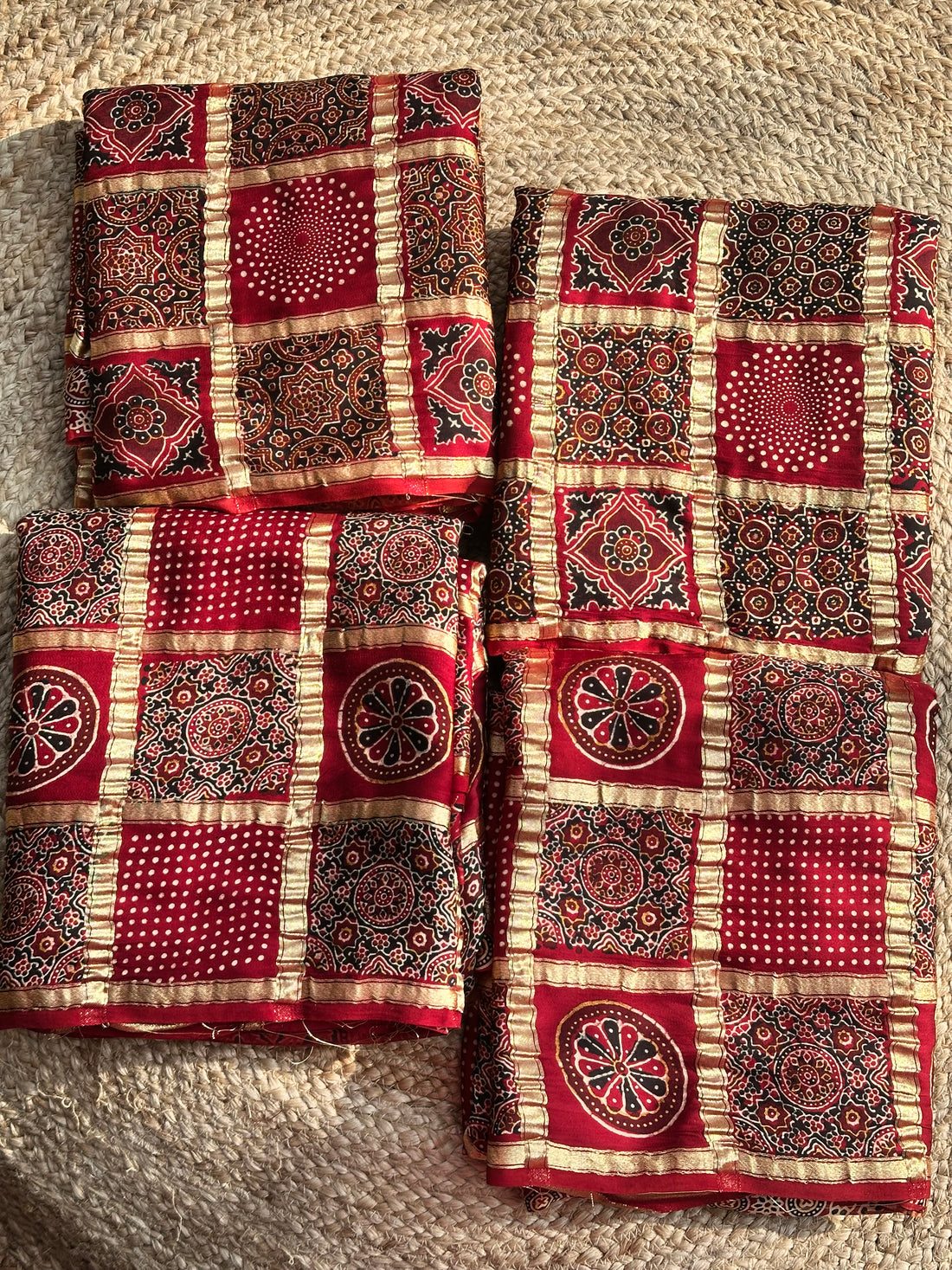 Maroon pure Ajrak block prints all over the body