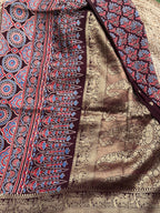 Pure Ajrak dola silk with premium zari