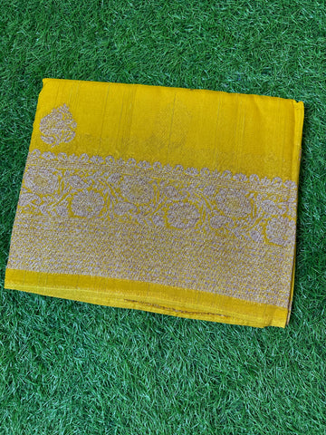 Yellow Banarasi Raw silk.