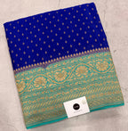 Royal blue pure benarasi crepe silk saree