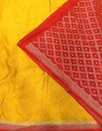 Yellow  small butta pure benarasi crepe silk saree