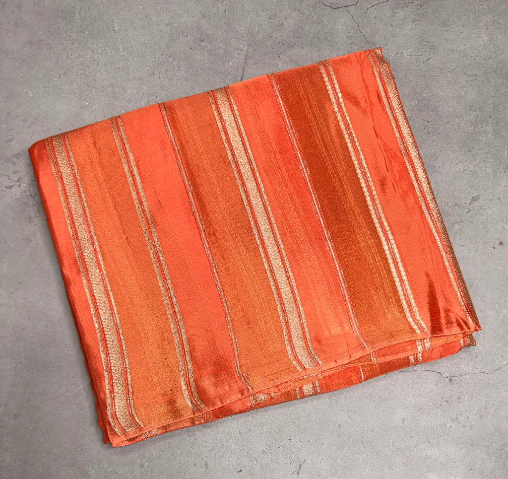 Peach stripes chinnon crepe 107 saree